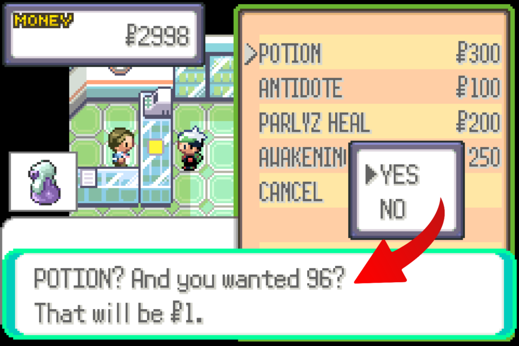 Pokemon Emerald PokeMart Items Cost $1 Cheat