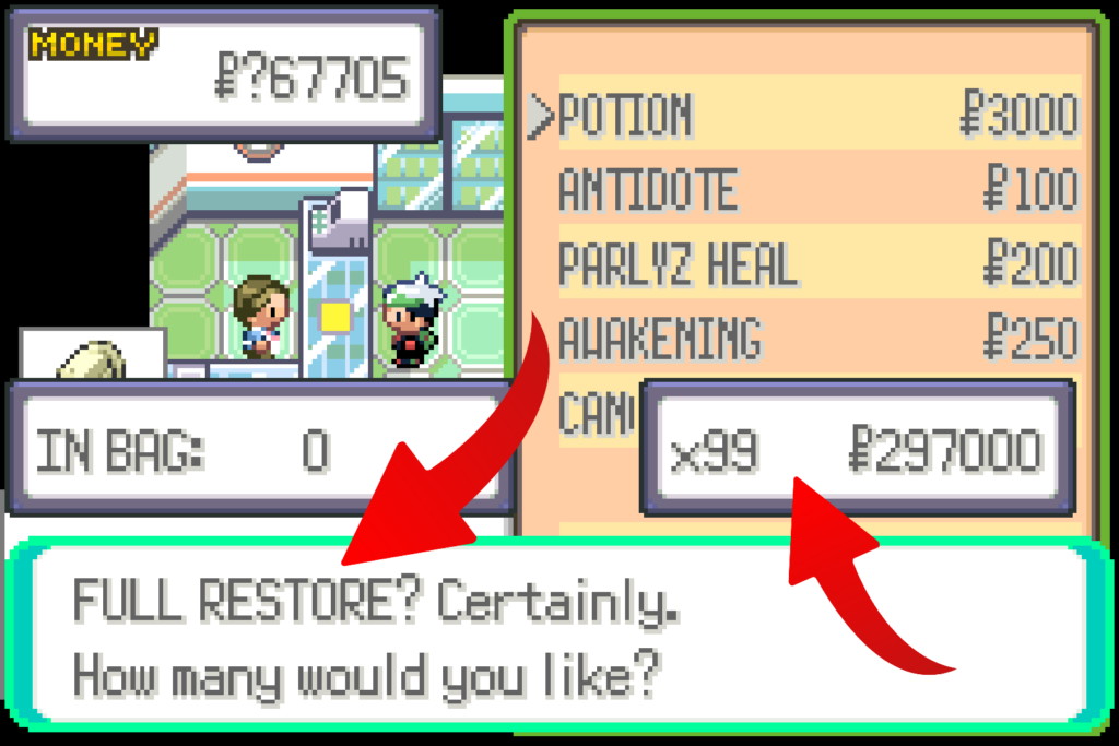 Pokemon Emerald Potions & Healing Items Cheat Codes